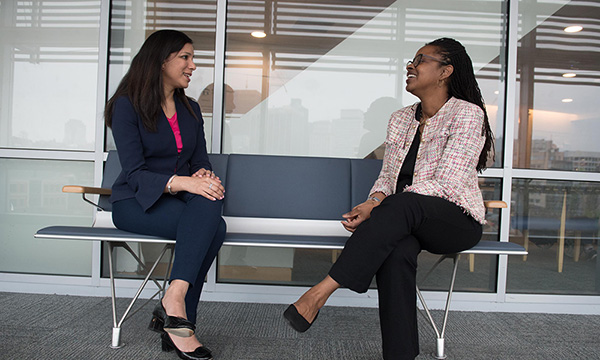 Dr. Bhatt, Medical Director of the ACHD program, speaks with Dr. Bryant the OB-GYN service Dr. Bhatt, Medical Director of the ACHD program, speaks with Dr. Bryant the OB-GYN service